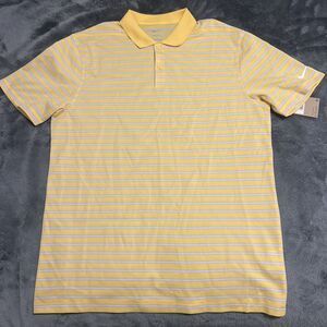 Medium Nike Victory Stripe Mens Yellow White golf polo shirt DH0835-795 No Logo